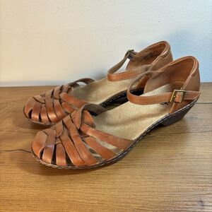 Clarks Womens 8.5 Haler Land Closed Toe Ankle Strap Sandals Shoes Brown Leather